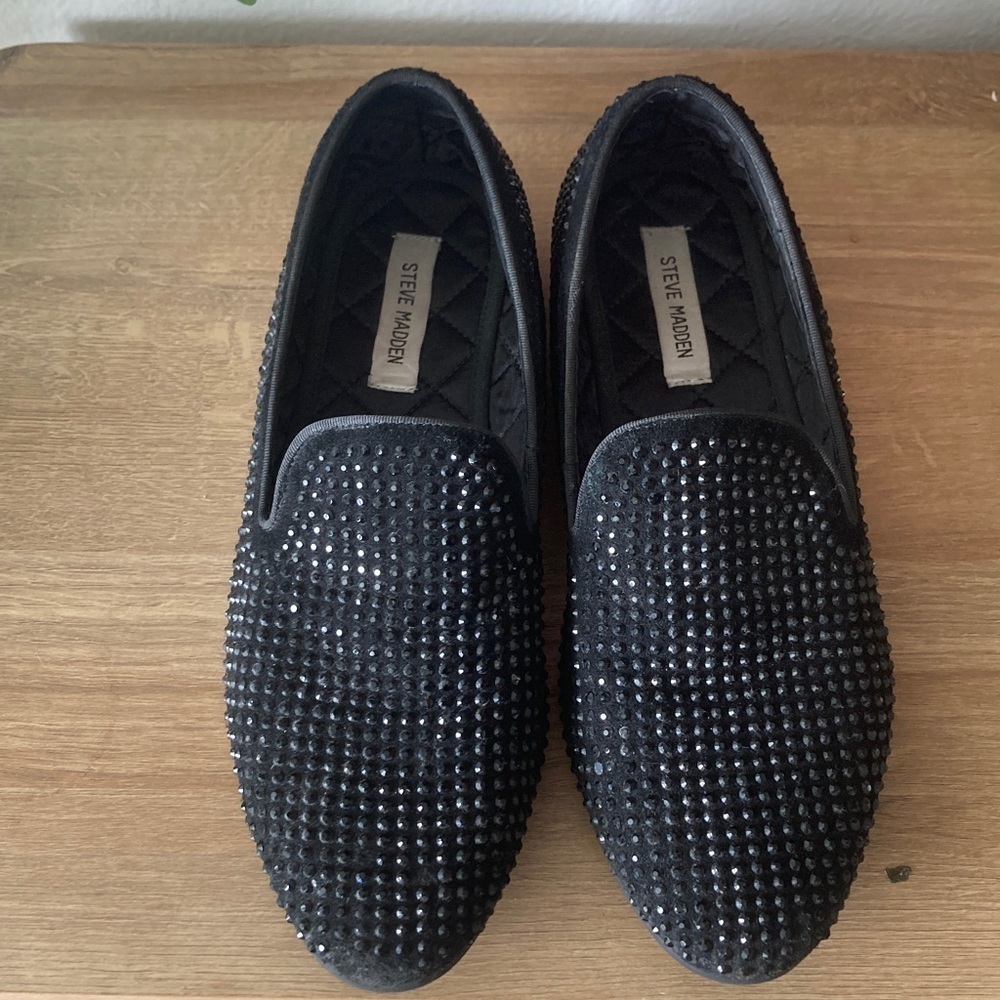 Steve Madden Men's Black Rhinestone Loafers